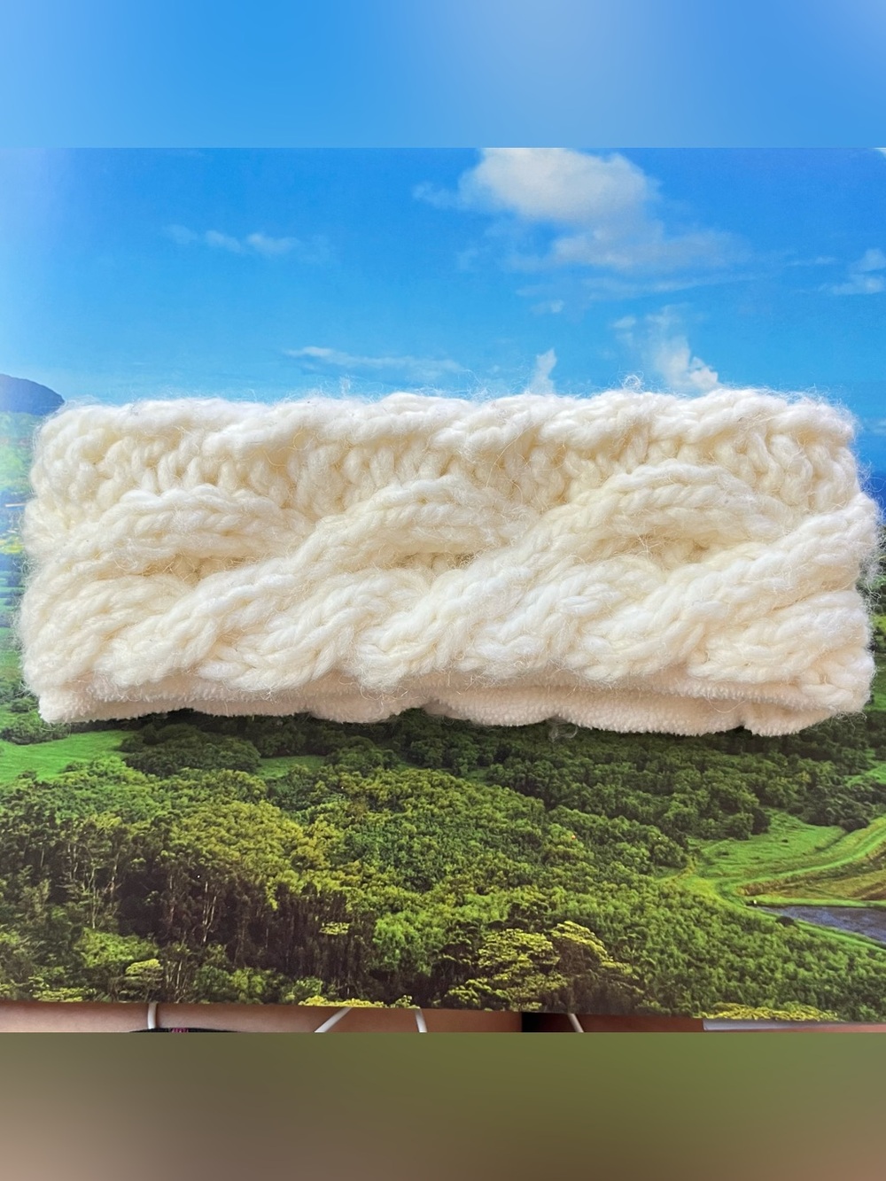 LOFT Ann Taylor Cream Cable-Knit Ear Warmer Headband